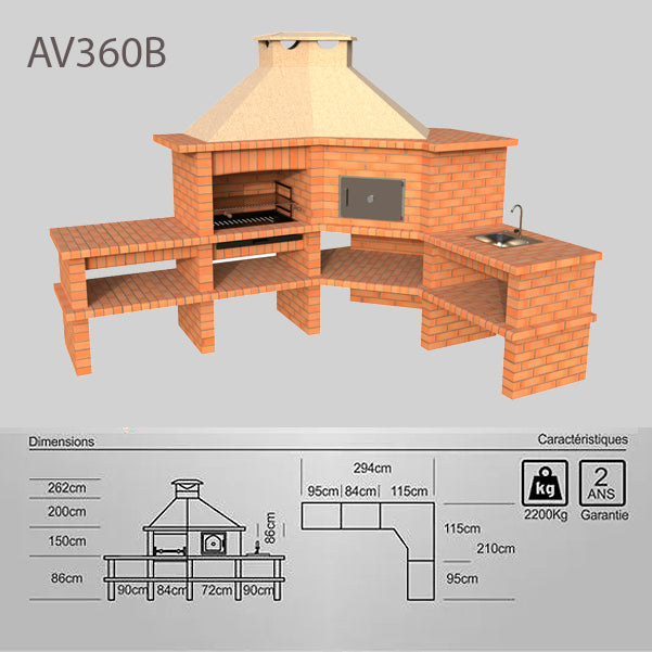 Barbecue d'angle avec Four AV360B