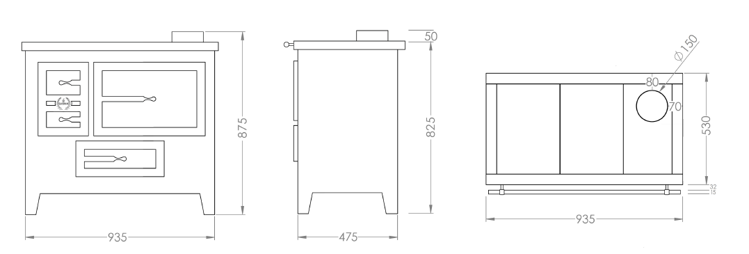 Cuisinière a bois Vintage Oliveirinha PF054F