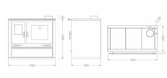 Cuisinière a bois Inox Hugo PF005F