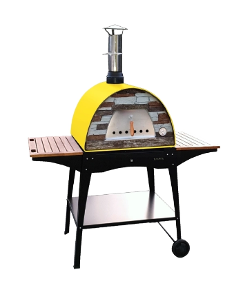Imagen de Horno de Leña MAXIMUS ARENA Amarillo con Soporte WOODY Negro